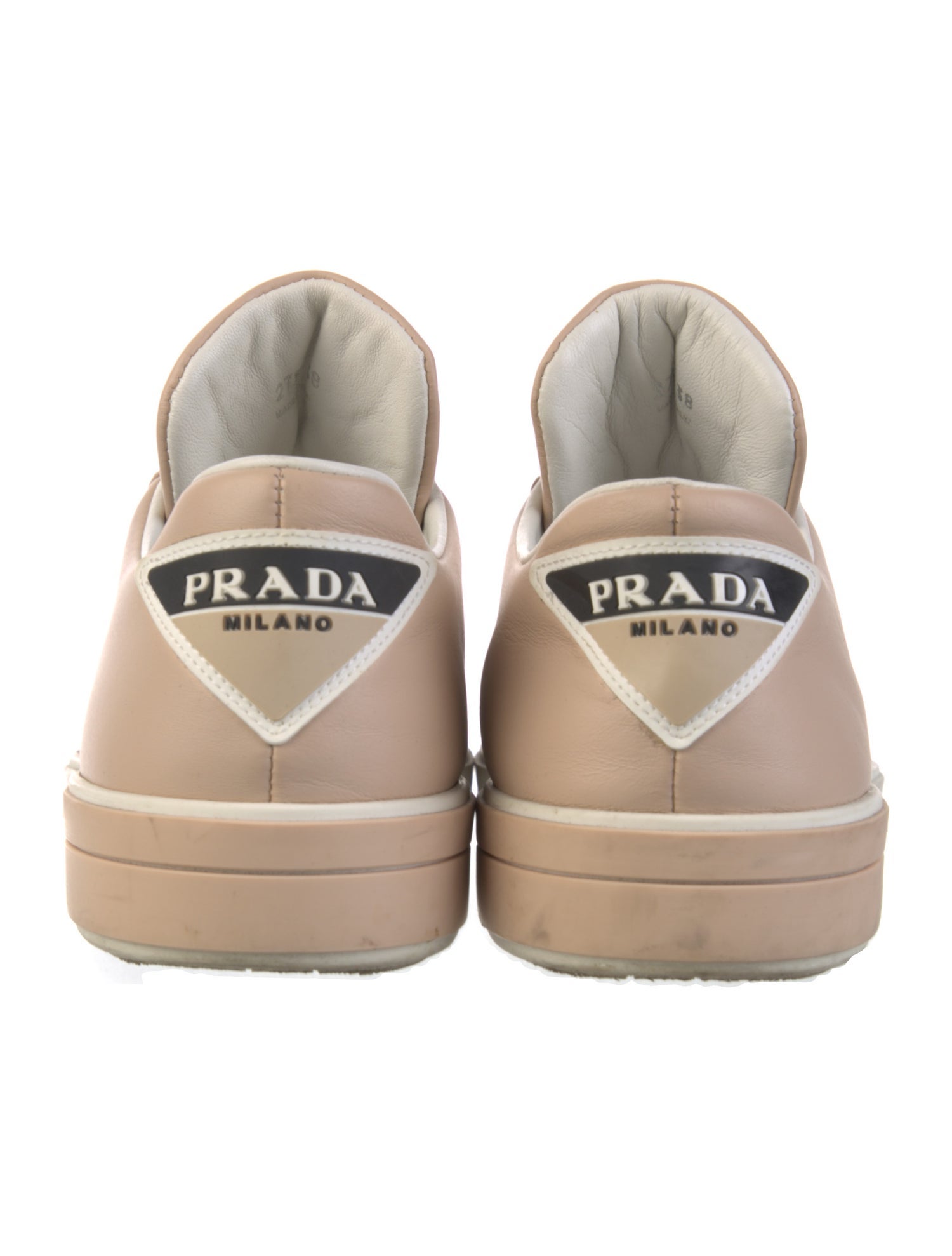 Prada Leather Embroidered Accent Sneakers